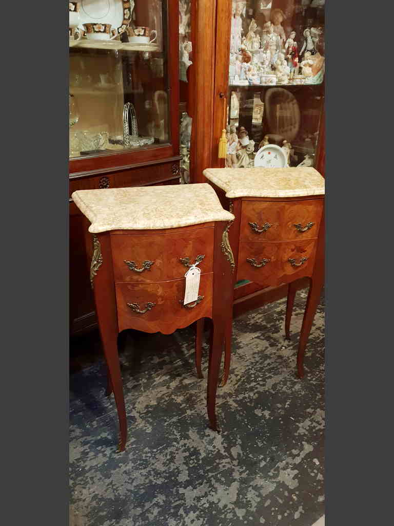Matching Pair Of Marble Top French Bedside Tables Old Post